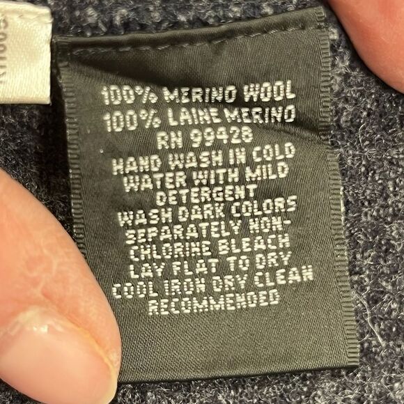 Bugatchi 100% Merino Wool Sweater Navy Gray Strip Men’s Size XL - Picture 4 of 4